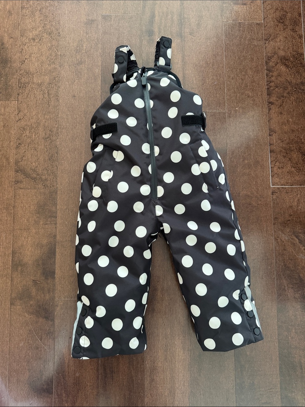 Zara Kids Black & White Polka Dot Snow Bib Overalls